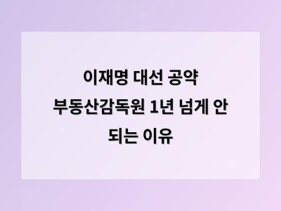 부동산감독원 신설은 왜 1년이 넘도록 안 되는가